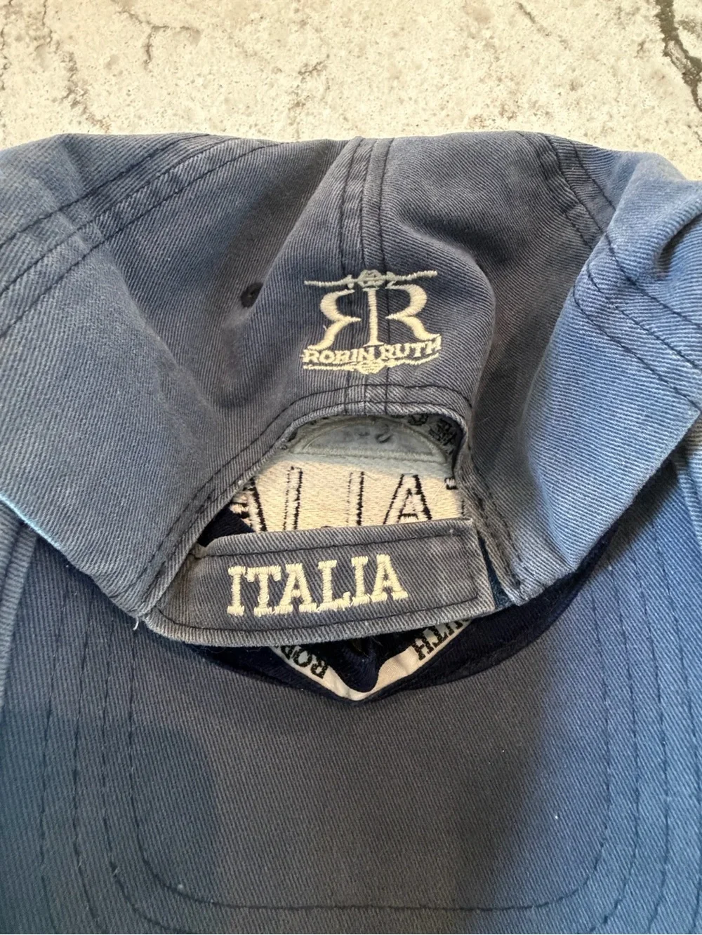 Robin Ruth Italia Italy Baseball Cap Blue Embroidered Italy Adjustable Hat